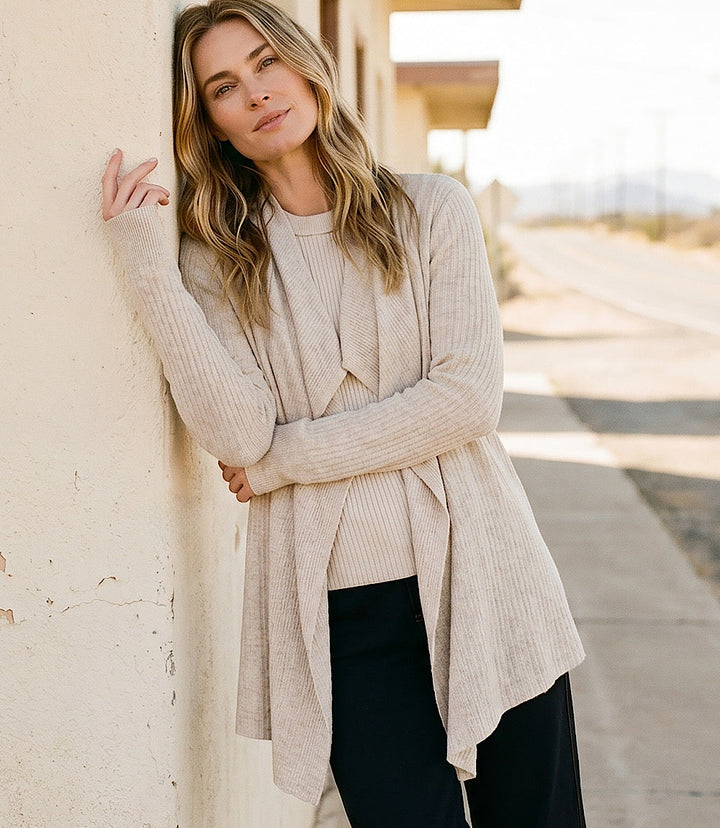 Ribbed Long Sleeve Crewneck Top