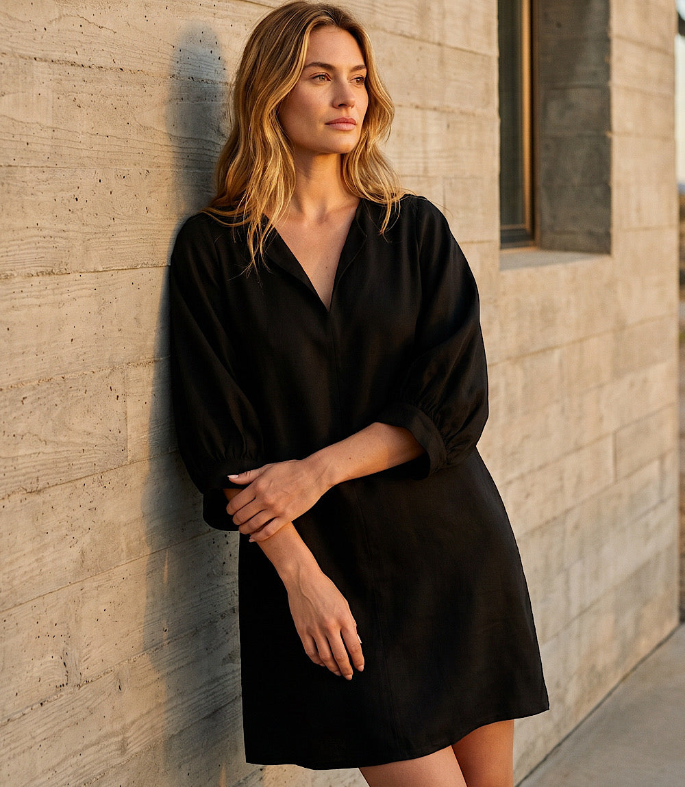 Faux Suede Puff Sleeve Dress