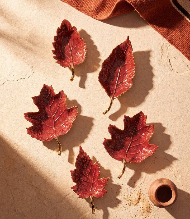 Autumn Leaf Serving Trays, Set Of 5