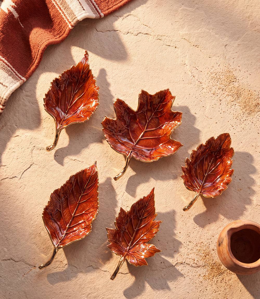 Autumn Leaf Serving Trays, Set Of 5