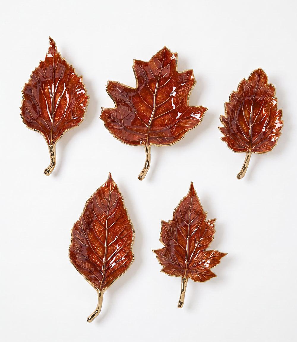 Autumn Leaf Serving Trays, Set Of 5