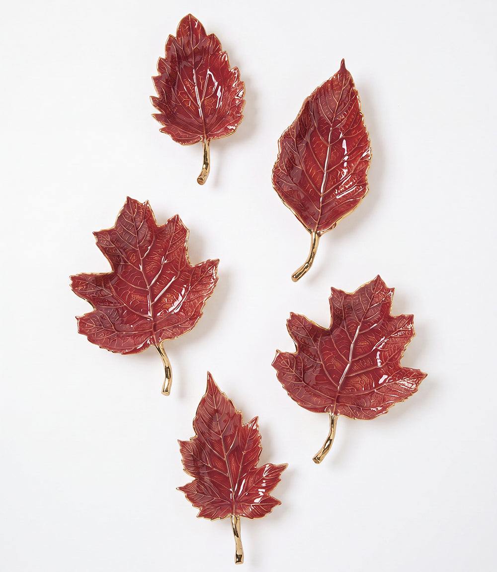 Autumn Leaf Serving Trays, Set Of 5