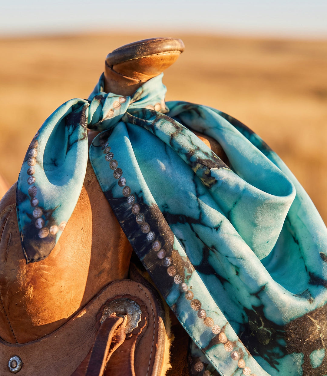 Kingman Turquoise Print Silk Scarf