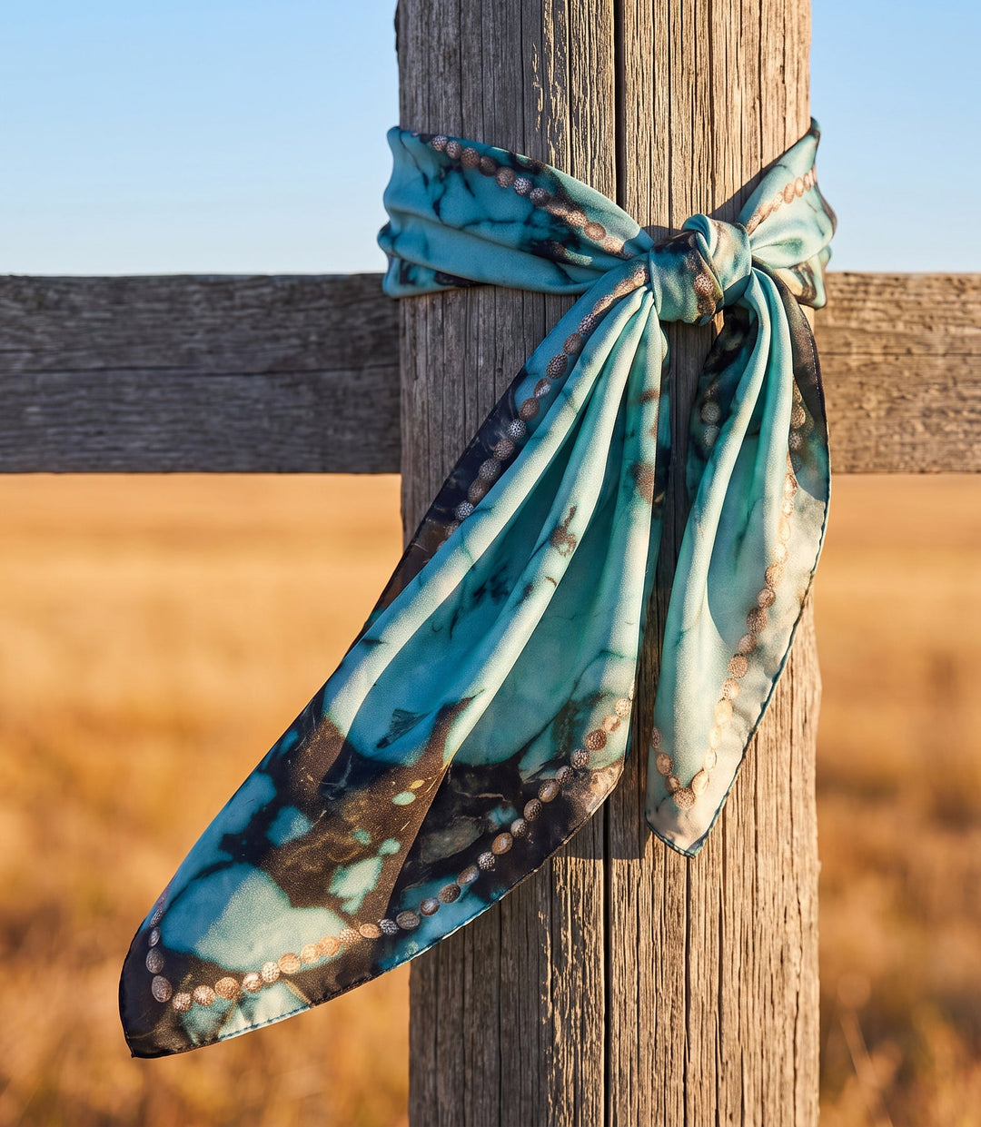 Kingman Turquoise Print Silk Scarf