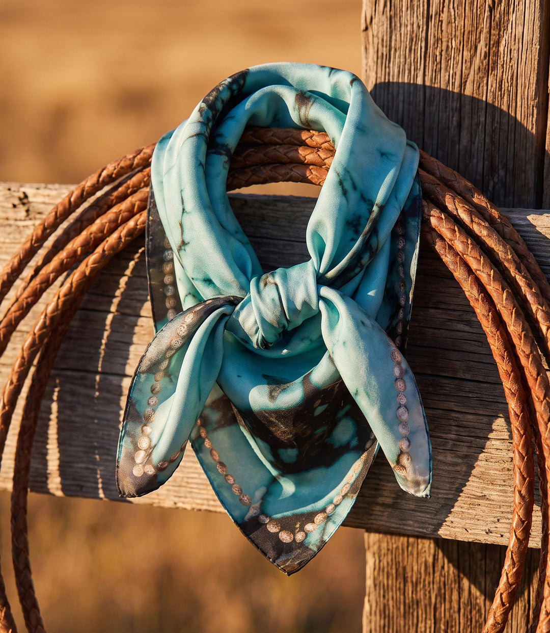 Kingman Turquoise Print Silk Scarf