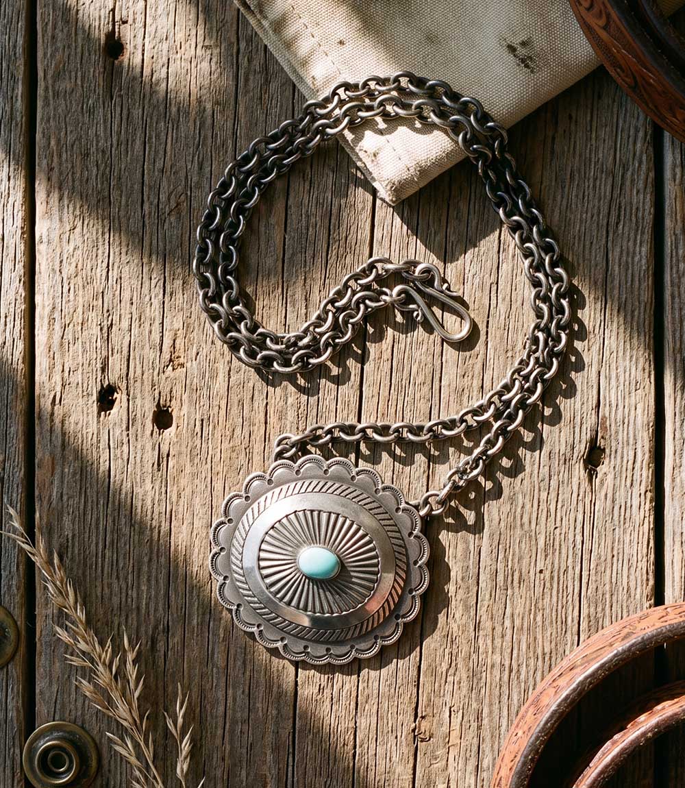 Embellished Sterling Silver Turquoise Necklace