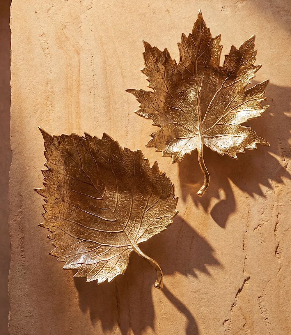 Golden Leaf Trays, Set Of 2