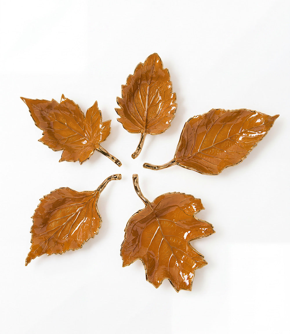 Autumn Leaf Serving Trays, Set Of 5