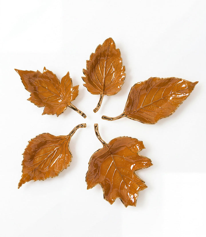 Autumn Leaf Serving Trays, Set Of 5