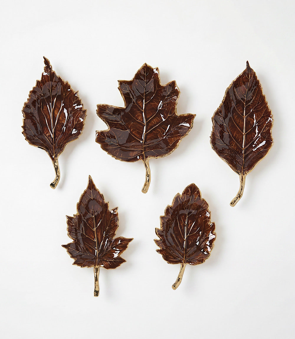 Autumn Leaf Serving Trays, Set Of 5