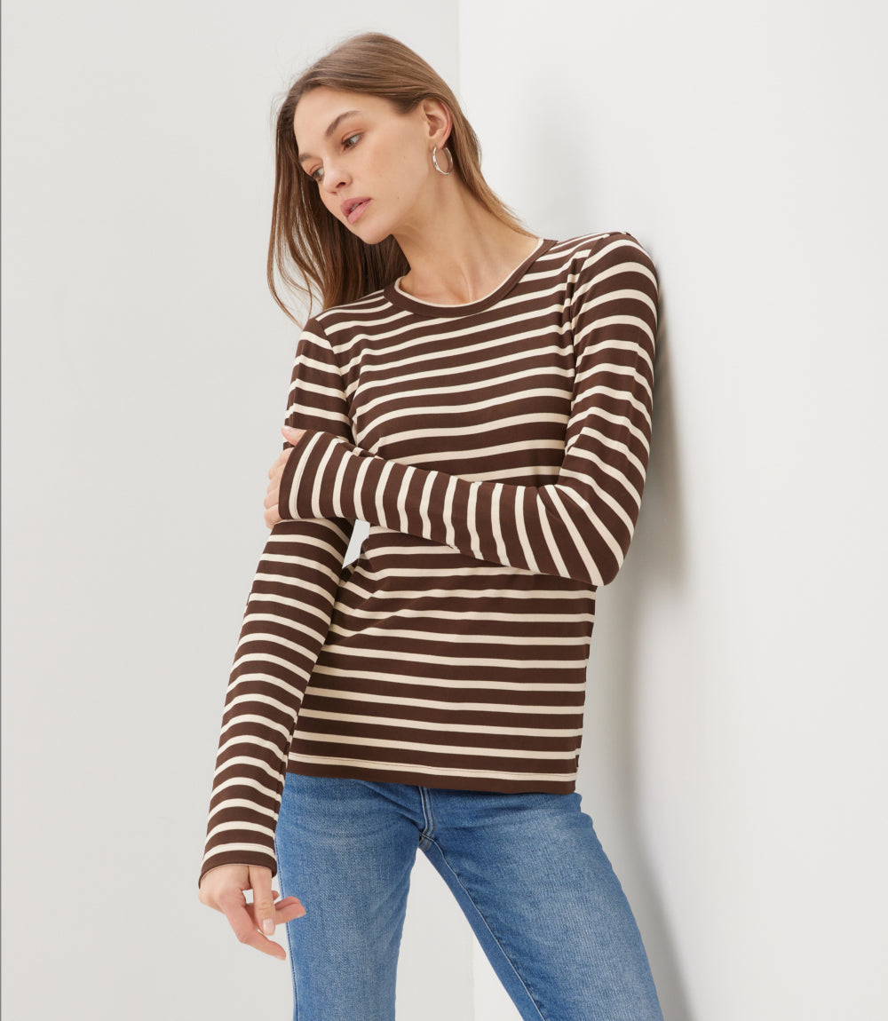 Stripe Long Sleeve Crewneck Top