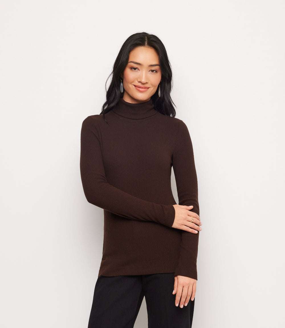 Ribbed Long Sleeve Turtleneck Top