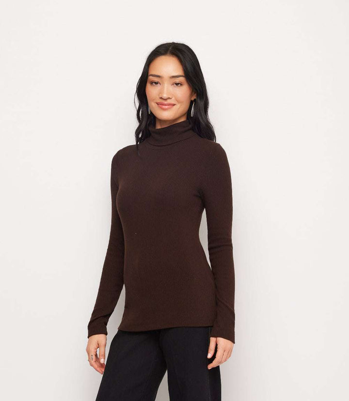 Ribbed Long Sleeve Turtleneck Top