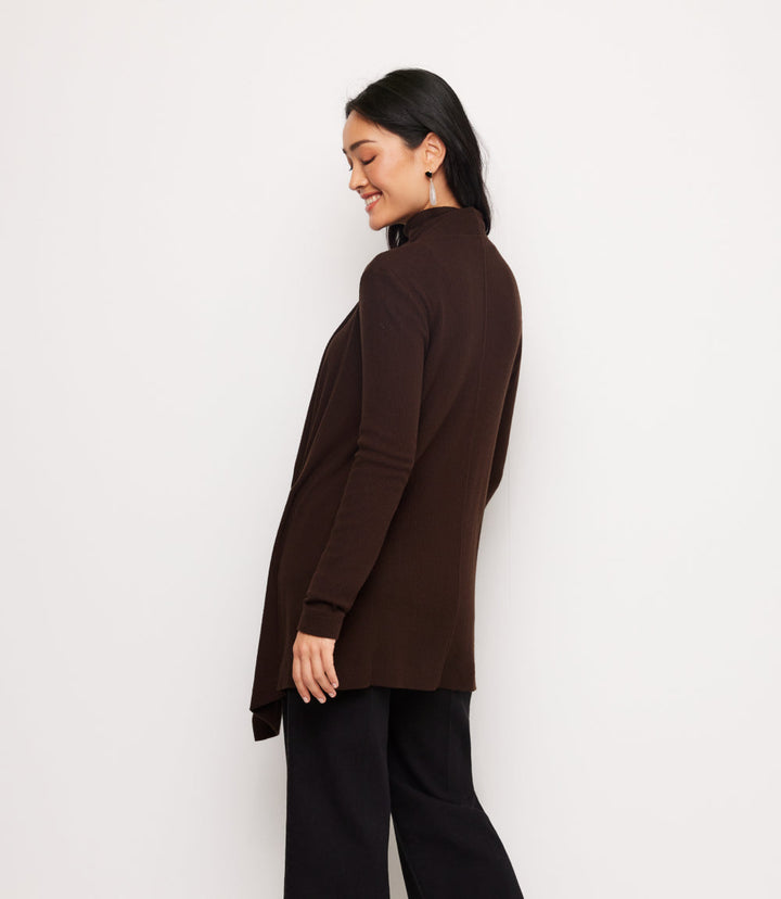 Ribbed Drape Front Cardigan