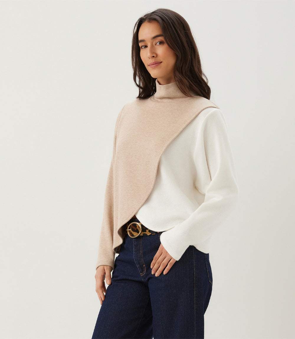 Long Sleeve Crossover Colorblock Top