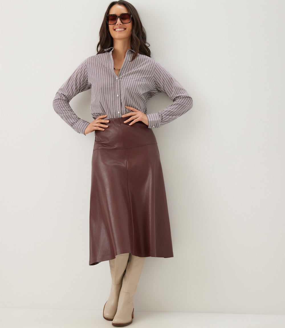Faux Leather Midi Skirt