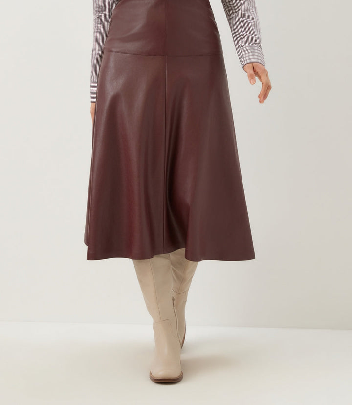 Faux Leather Midi Skirt