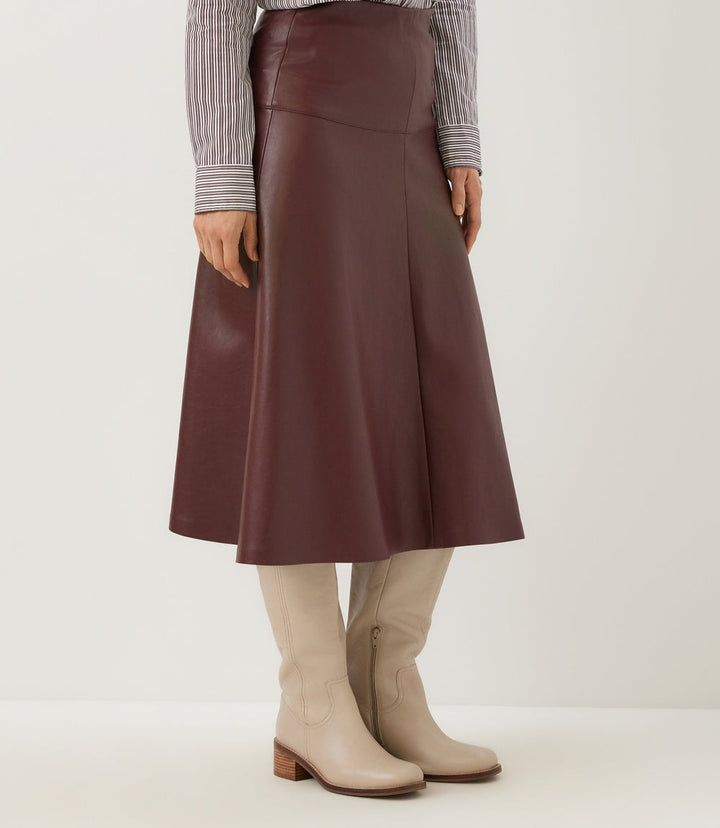 Faux Leather Midi Skirt