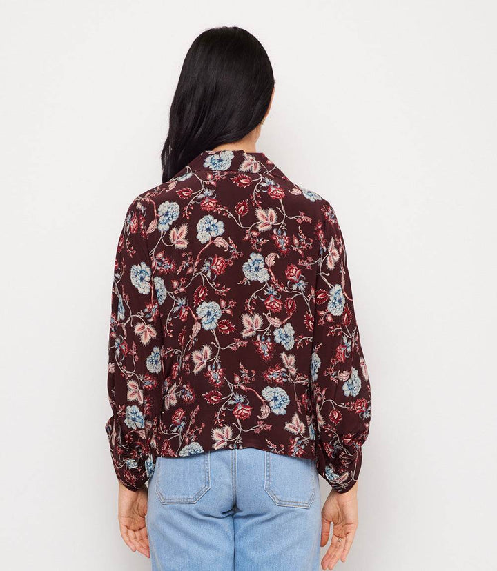 Petite Size Blouson Sleeve Tie-Front Top
