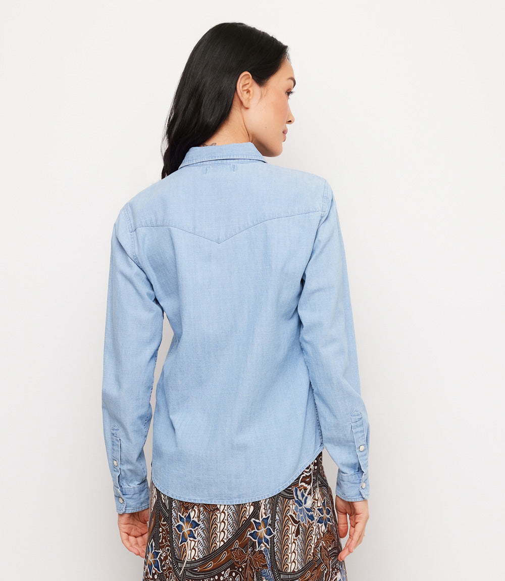 Petite Size Long Sleeve Western Denim Shirt