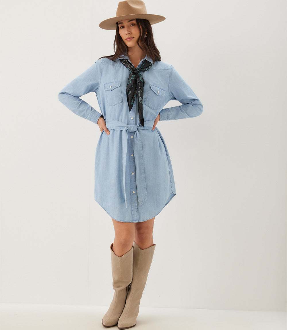 Western Belted Denim Shirtdress
