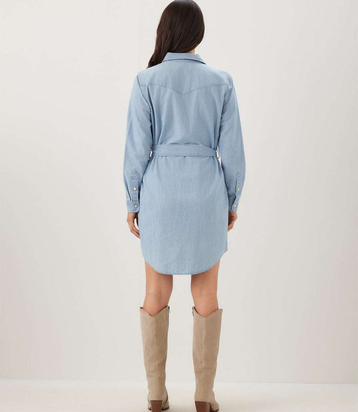 Western Belted Denim Shirtdress