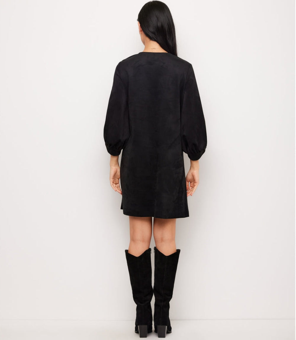 Faux Suede Puff Sleeve Dress