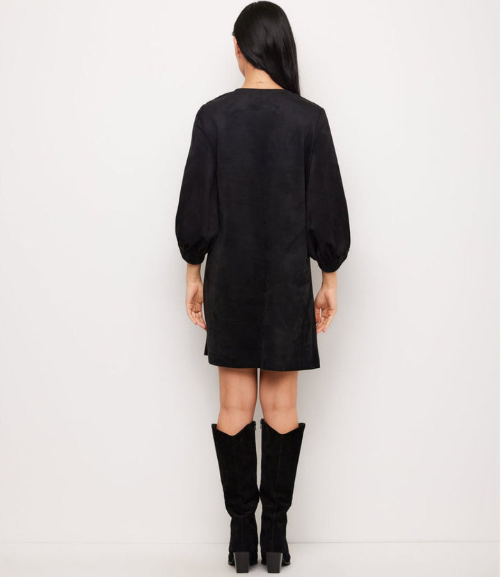 Faux Suede Puff Sleeve Dress