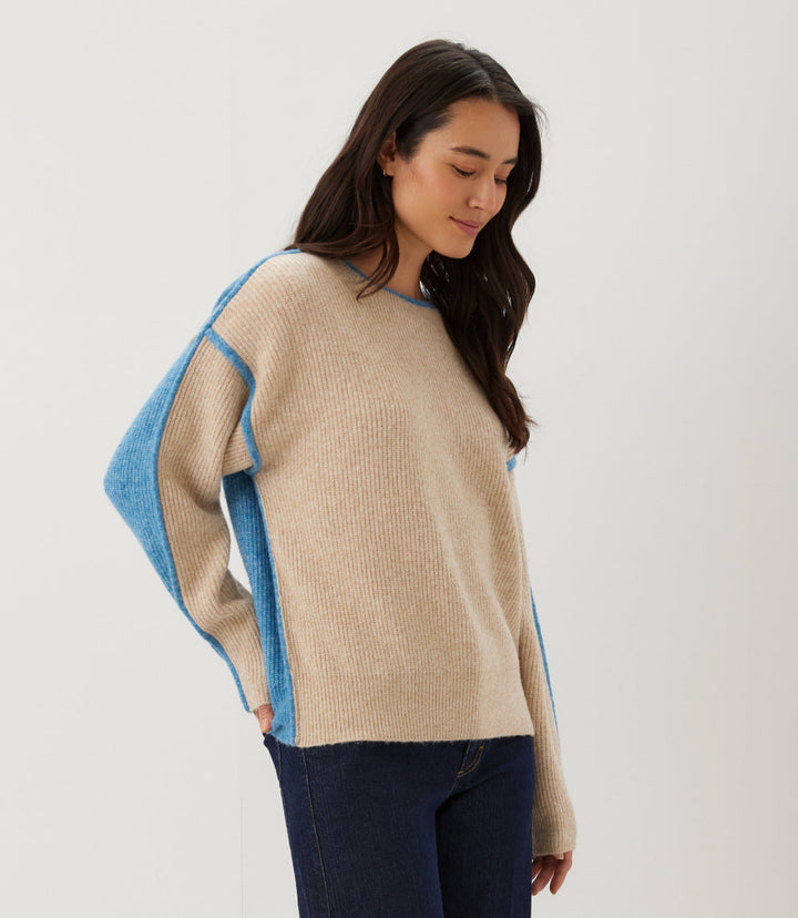 Petite Size Colorblock Crewneck Sweater