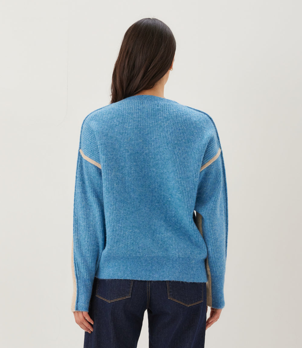 Petite Size Colorblock Crewneck Sweater