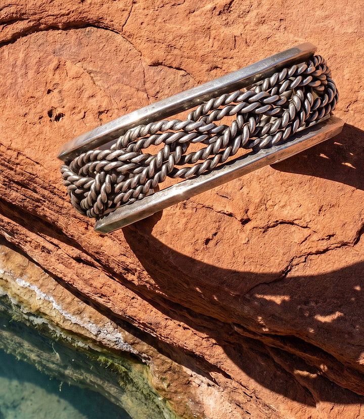 Vintage Braided Sterling Silver Cuff Bracelet