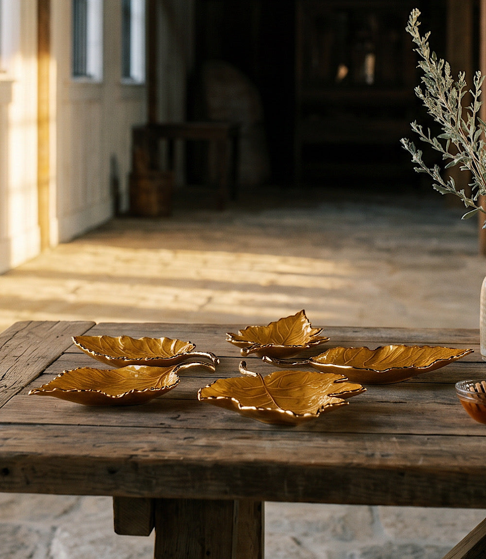 Autumn Leaf Serving Trays, Set Of 5