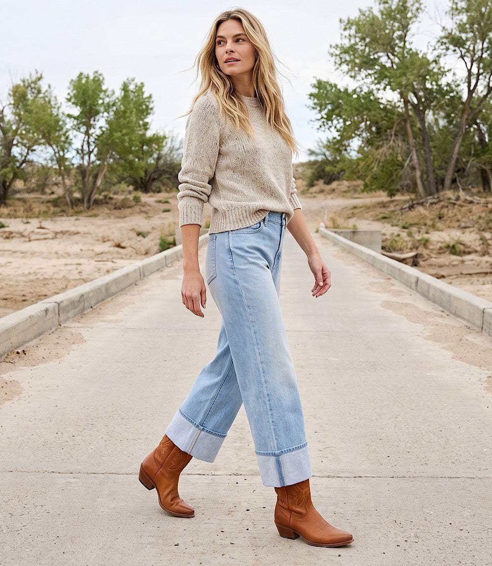 Cuffed Cropped Jeans
