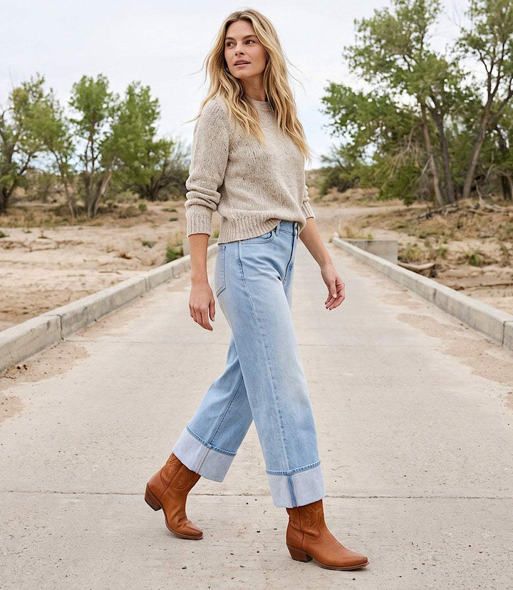 Cuffed Cropped Jeans