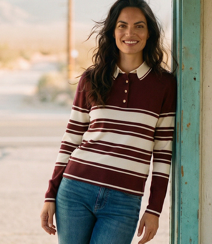 Game Day Collared Stripe Sweater