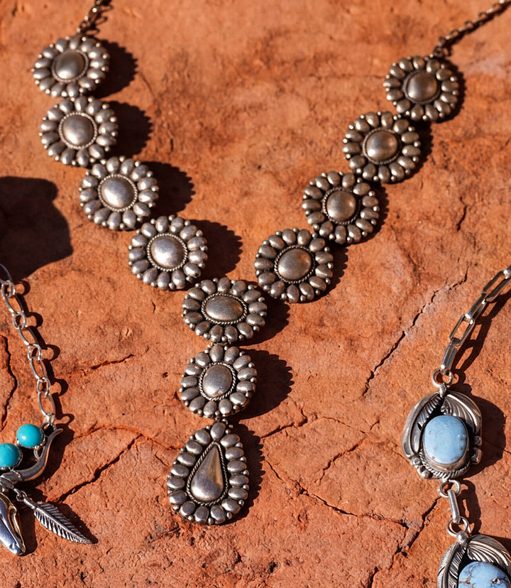 Sterling Silver Concho Necklace
