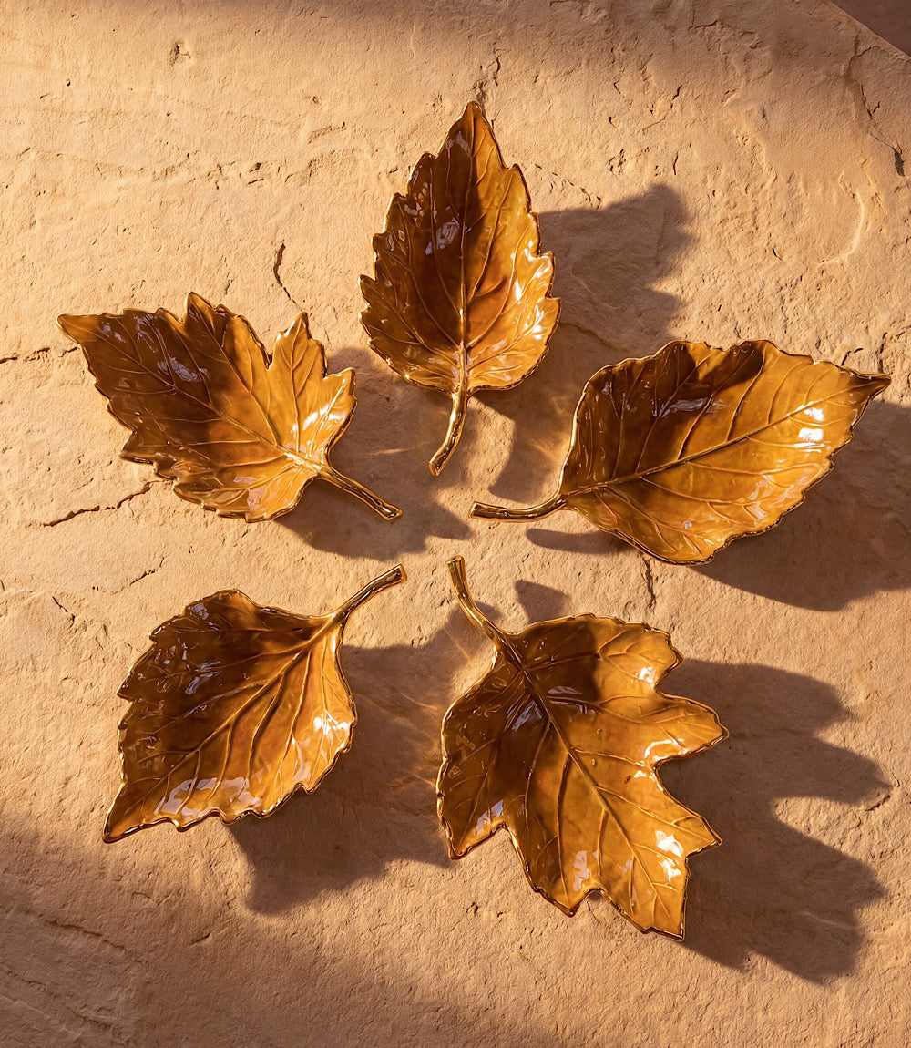 Autumn Leaf Serving Trays, Set Of 5