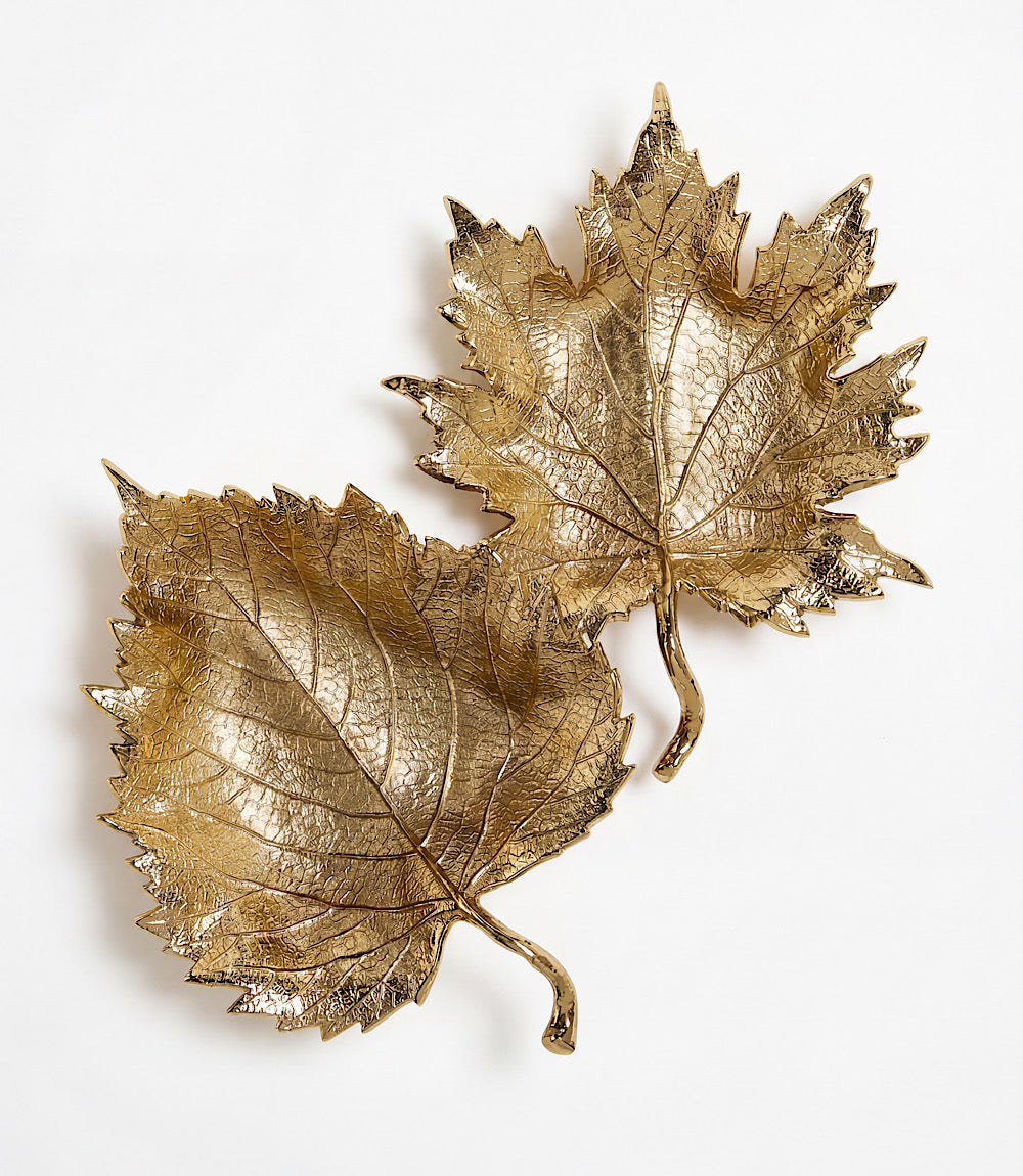 Golden Leaf Trays, Set Of 2