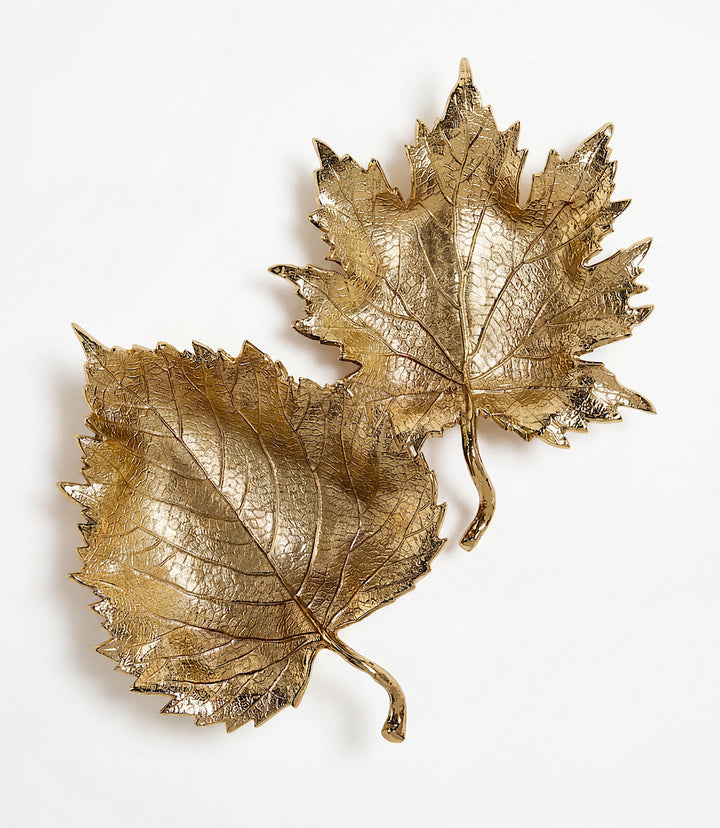 Golden Leaf Trays, Set Of 2