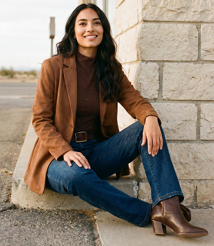 Faux Suede Blazer