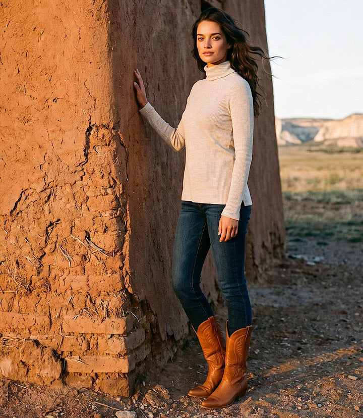 Ribbed Long Sleeve Turtleneck Top