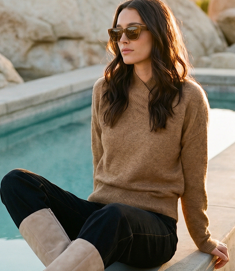 Petite Size Shawl Collar Sweater