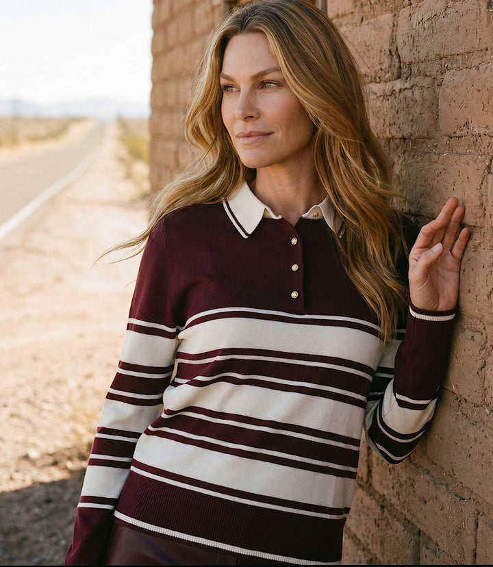 Game Day Collared Stripe Sweater