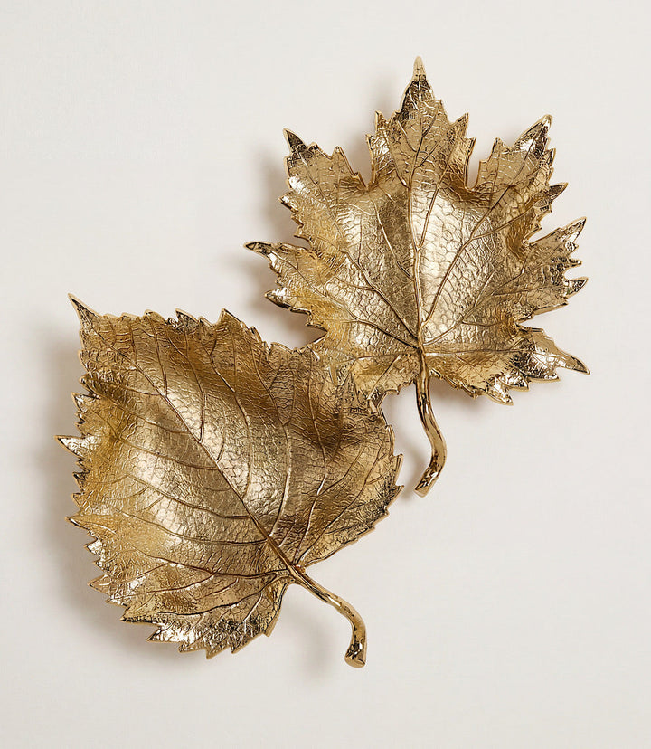 Golden Leaf Trays, Set Of 2