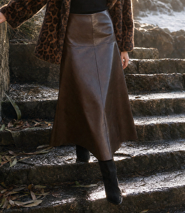 Faux Leather Midi Skirt