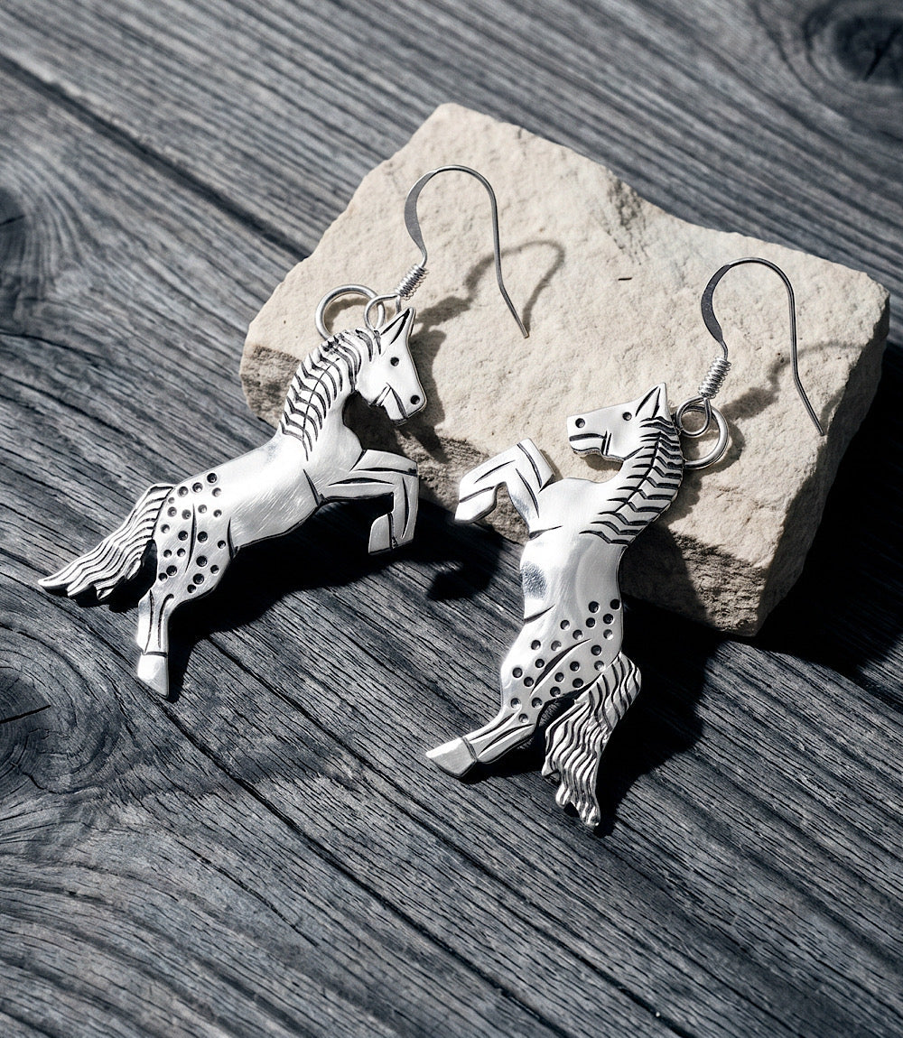Sterling Silver Horse Earrings