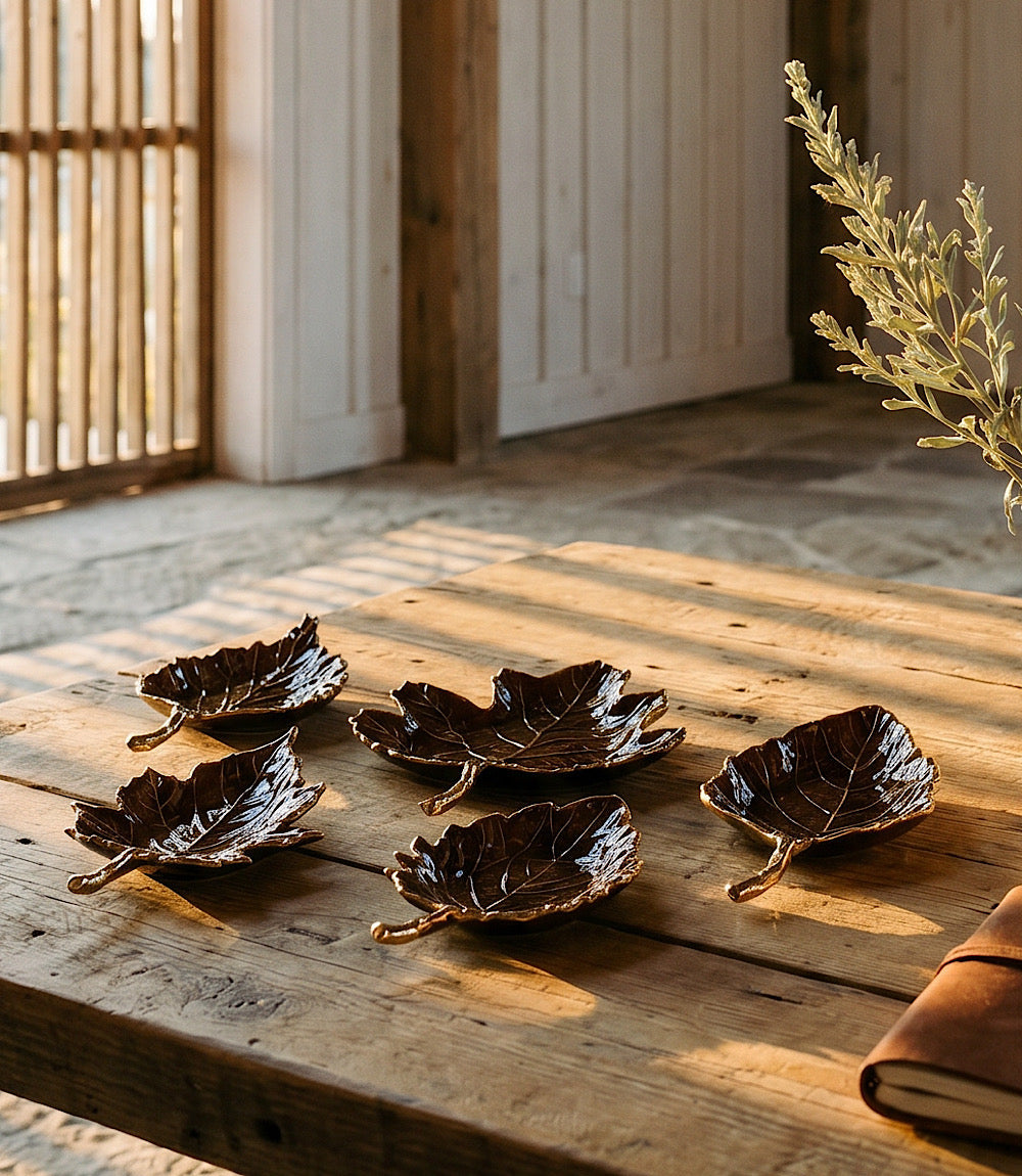 Autumn Leaf Serving Trays, Set Of 5