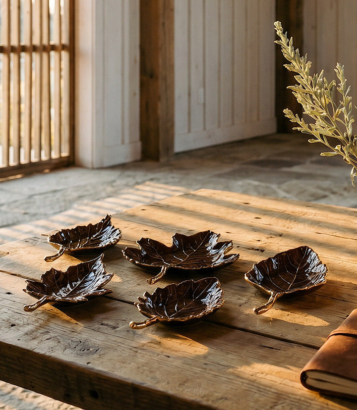 Autumn Leaf Serving Trays, Set Of 5