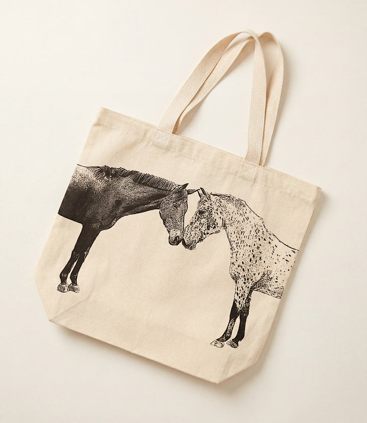 Kissing Horses Canvas Tote Bag