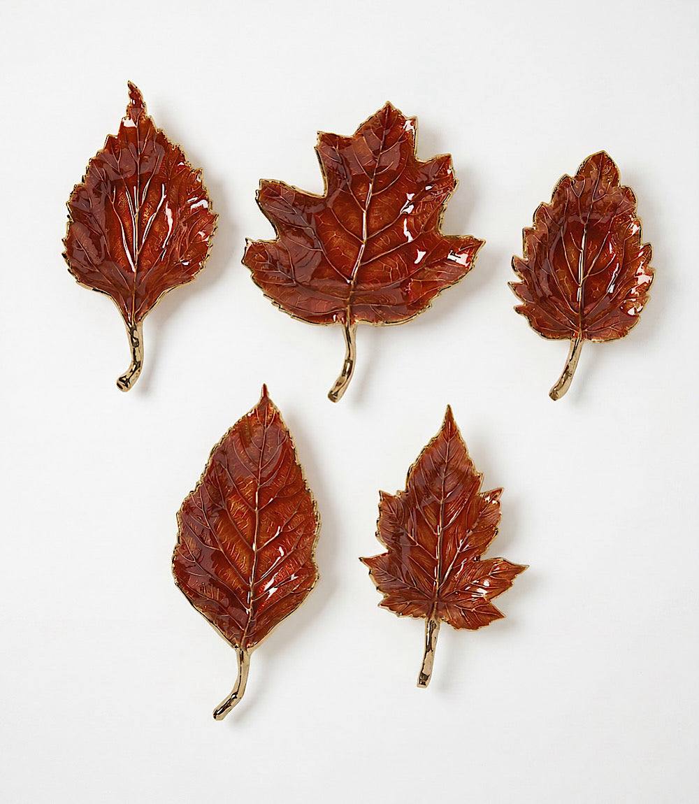 Autumn Leaf Serving Trays, Set Of 5